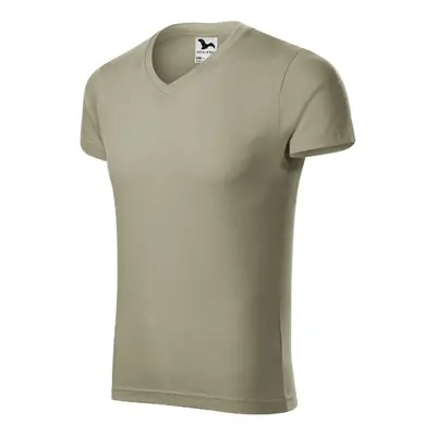 Slim Fit V-neck tričko pánské světlá khaki