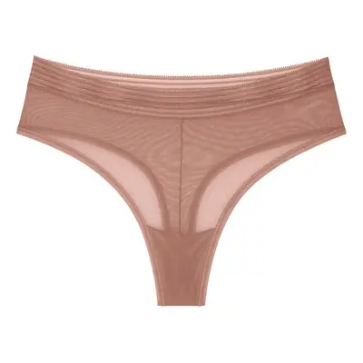 Dámské kalhotky Tempting Sheer Highwaist String - TOASTED ALMOND - mandlová 6901 - TRIUMPH BROWN