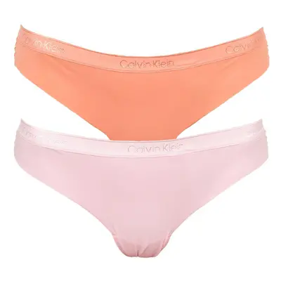 Tanga 2pcs QD3695E-CDJ oranžovorůžová - Calvin Klein oranžová a růžová