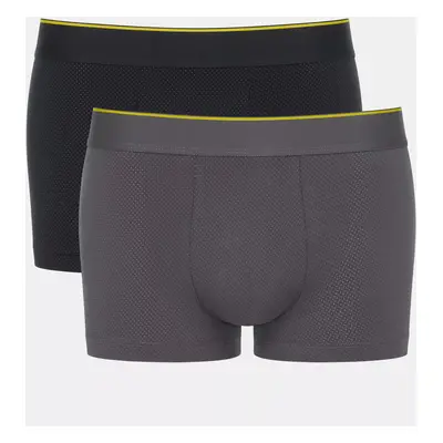 Pánské boxerky EVER Airy Hipster C2P - BLACK - černošedé M014 - SLOGGI BLACK