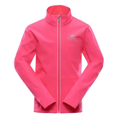 Dětská softshellová bunda s membránou ALPINE PRO MULTO neon knockout pink 128-134