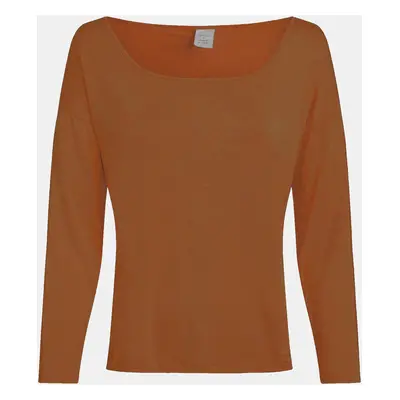 Dámský pyžamový top L/S CURVE NECK 000QS7006E GCU karamelová - Calvin Klein