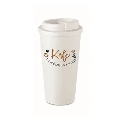 KAFE S DONÁŠKOU DO POSTELE - bílý termohrnek 475 ml