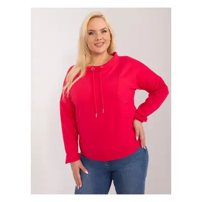 Červená halenka plus size s kapsou JEDNA VELIKOST