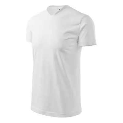 Heavy V-neck tričko unisex bílá