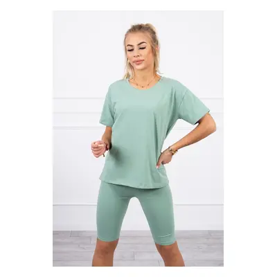 Set top+legíny tmavě mint UNI