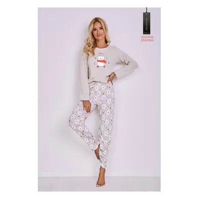 2845 DÁMSKÉ PYŽAMO DLOUHÉ ANIEL S-XL (DRAPED) béžová