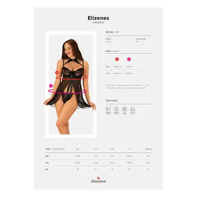 Okouzlující košilka Elizenes babydoll - Obsessive černá