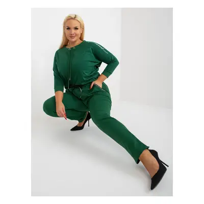 Tmavě zelené plus size tepláky s elastickým pasem od Savage