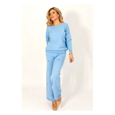 Dámské kalhoty Comfort fit blue - MM FASHION světle modrá