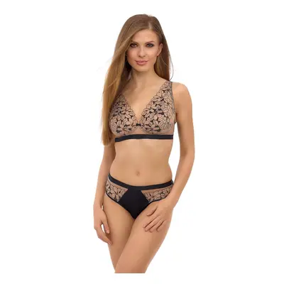 Měkká podprsenka Lupo 2513 bralette černo-béžová