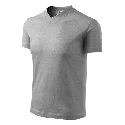 V-neck tričko unisex tmavě šedý melír S