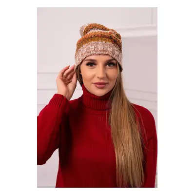 Monika fleecová čepice K256 red+camel UNI