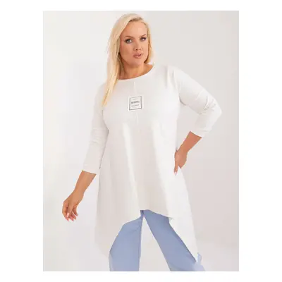 Ecru halenka z bavlny plus size s 3/4 rukávy