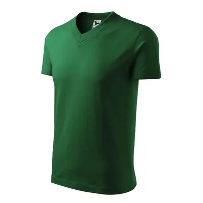 V-neck tričko unisex lahvově zelená S