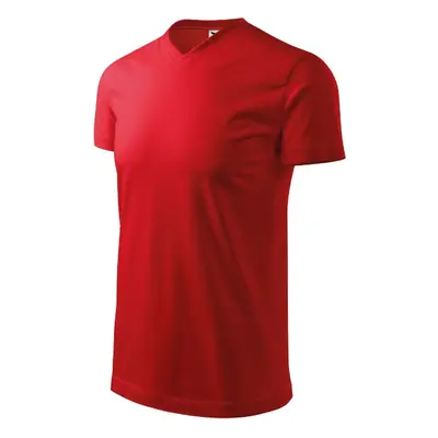 Heavy V-neck tričko unisex červená S