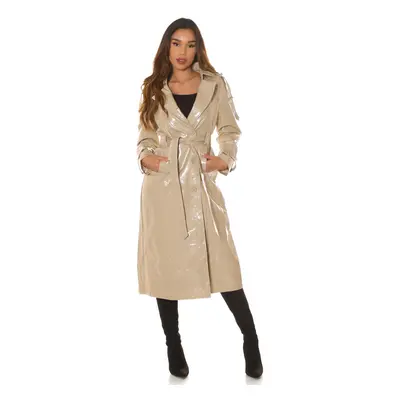 Sexy kožený kabát Musthave / Trenchcoat BEIGE