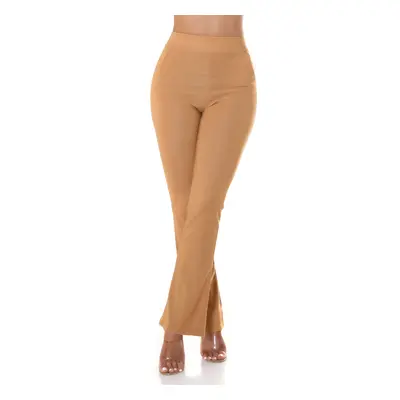 Sexy Must-Have Základní rozšířené kalhoty s vysokým pasem BEIGE