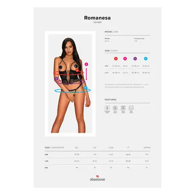 Půvabný korzet Romanesa corset - Obsessive černá