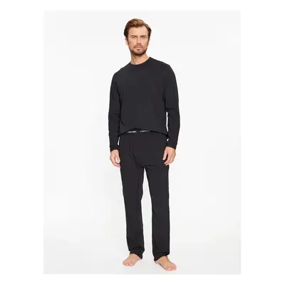 Pánské pyžamo L/S PANT SET 000NM2510E UB1 černé - Calvin Klein