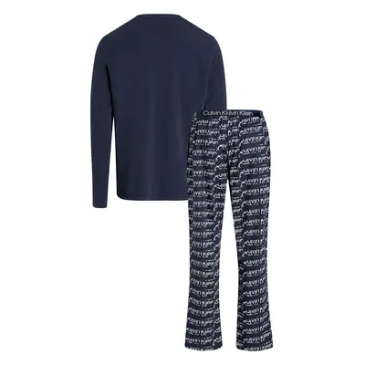 Pánské pyžamo L/S PANT SET 000NM2184E GVB tm. modré - Calvin Klein