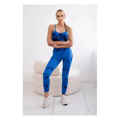 Dámský fitness set top + push up legíny - chrpově modrá