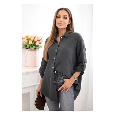 Bavlněná mušelínová košile Plus Size grafit UNI