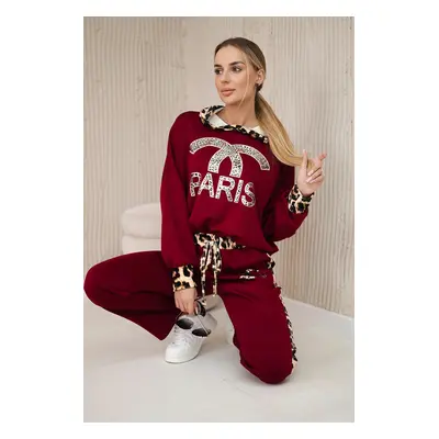 Set Paris Sweatshirt + Hose Burgundsko UNI