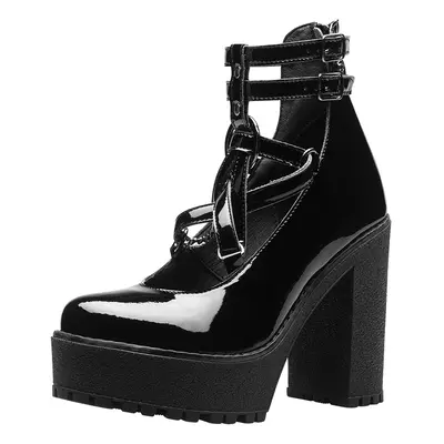 boty na podpatku dámské - Topaz Vegan Black Patent - ALTERCORE - ALT112