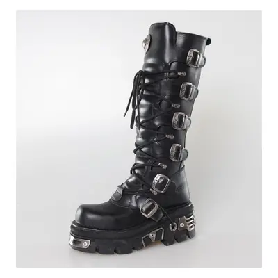 boty kožené dámské - 6-Buckle Boots (272-S1) Black - NEW ROCK - M.272-S1