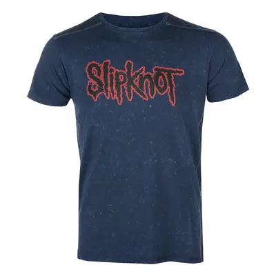 Tričko metal pánské Slipknot - Logo Snow Wash NAVY - ROCK OFF - SKSWASH02MN