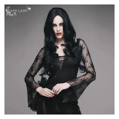 tričko gothic and punk dámské - Rose Garland Gothic Top With Mesh Neckline and Sle - DEVIL FASHI