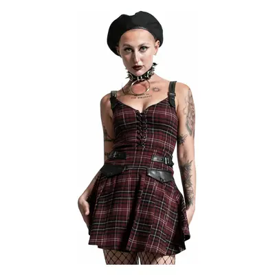 šaty dámské KILLSTAR - Distortion Pleated - BLOOD TARTAN