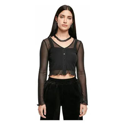 tričko dámské - Cropped Mesh - URBAN CLASSICS - TB4769 - black