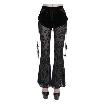 kalhoty dámské DEVIL FASHION - Gothic Drawstring Mesh Splice Flared