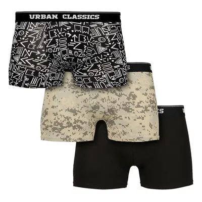 boxerky pánské URBAN CLASSICS - 3-Pack - digital camo/aztec