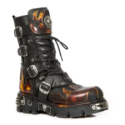 boty kožené dámské - Flame Boots (591-S1) Black-Orange - NEW ROCK - M.591-S1