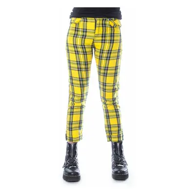 kalhoty dámské CHEMICAL BLACK - XYLIA - YELLOW TARTAN