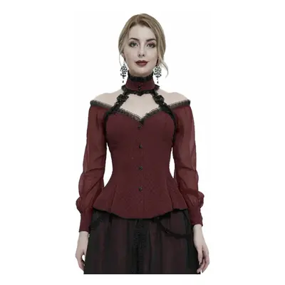 tričko gothic and punk dámské - Red gothic shirt with open shoulders - DEVIL FASHION - SHT09502