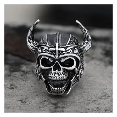 prsten NORDIC GOD OF WAR VIKING WARRIOR SKULL