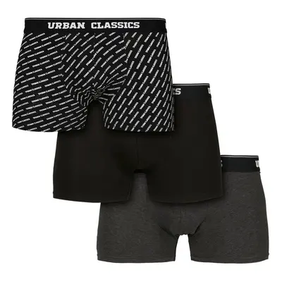 boxerky pánské URBAN CLASSICS - 3-Pack - branding AOP/blac