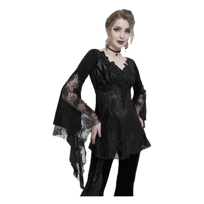 tričko gothic and punk dámské - Gothic Flared Sleeved Lace Splice Beaded - DEVIL FASHION - ETT02