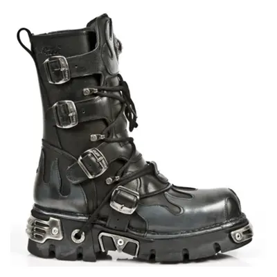 boty kožené dámské - Flame Boots (591-S2) Black-Grey - NEW ROCK - M.591-S2