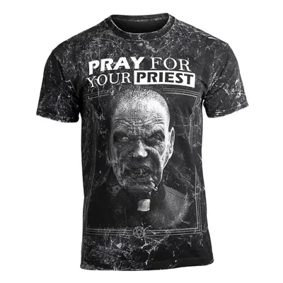 tričko hardcore pánské - PRAY FOR YOUR PRIEST - AMENOMEN - OMEN147KM ALL PRINT WHITE