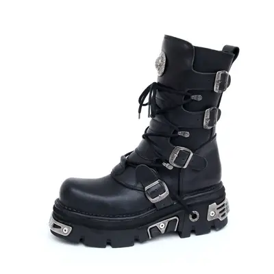 boty kožené dámské - Basic Boots (373-S4) Black - NEW ROCK - M.373-S4