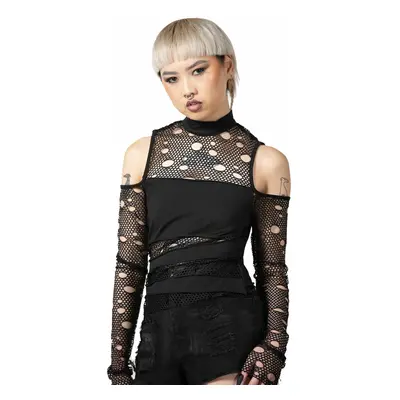 tričko dámské - Burn Out Fishnet Crop - KILLSTAR - KSRA005273