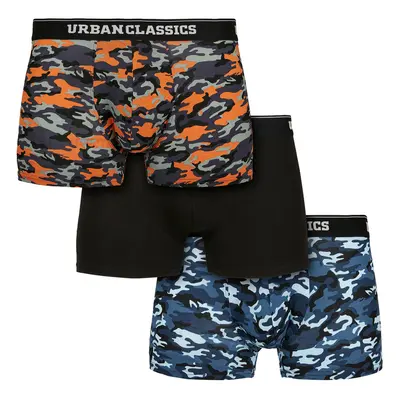 boxerky pánské URBAN CLASSICS - 3-Pack - blue camo/orange