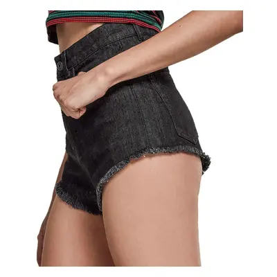 kraťasy dámské URBAN CLASSICS - Denim Hotpants - black washed