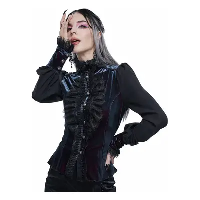 tričko gothic and punk dámské - Starlight Star Bright Gothic Blouse With Ruffles - DEVIL FASHION