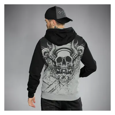 mikina s kapucí pánské - GRAPHIC SKULL - HYRAW - SP24-M20